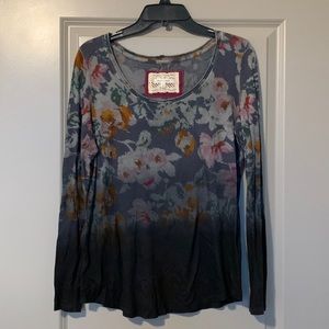 Long sleeve floral ombré shirt